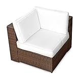 XINRO® (1er Polyrattan Lounge Eck Sessel - Gartenmöbel Ecksessel Rattan - durch andere Polyrattan Lounge Gartenmöbel Elemente erweiterbar - In/Outdoor - handgeflochten - braun
