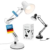 Retro Arbeitsplatzlampe Leselampe Schreibtischlampe Tischlampe Arbeitsplatz-leuchte Schreibtisch-Leuchte Nachttischleuchte mit Gelenk-Arm aus Metall inkl. LED Glühbirne