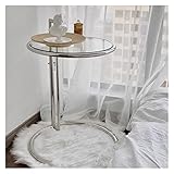 AOKLEY Kleiner Tisch Edelstahl Anheben Couchtisch-Glas-Seitentisch Einfacher transparenter Couchtisch Couchtisch Klein