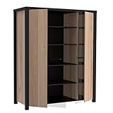 Newroom Vitrine Sonoma Eiche und Schwarz Vitrinenschrank Modern Industrial - 130,2x156,7x52,3 cm (BxHxT) - Glasvitrine Standvitrine Glasschrank - [Colaro.Four] Wohnzimmer Wohnstube Büro