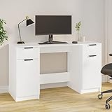 BULANED Schreibtisch mit Beistellschrank, Pc Tisch, Computertisch, Bürotisch, Nähtisch, Gaming Tisch, Computer Desk, Weiß Holzwerkstoff
