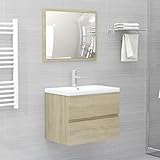 ZEYUAN Badmöbel-Set, Badezimmer Möbel, Waschtisch Set, Unterschrank, Sonoma-Eiche Spanplatte