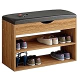 EVepes Schuhregale Schuhregal 2-stöckiger Holz-Schuhwechselhocker Schuhschrank Kreativer Schuhwechselhocker mit Lederkissen Aufbewahrungsorganisator