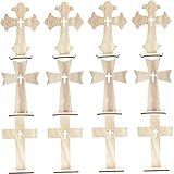 SEWACC 30 Stück Kreuz Holz Jesus Holz Dekor Graffiti Zubehör Holzmittelstücke Für Tische Holzscheiben Holzkreuzformen Holzornamente DIY Handwerk Holzscheiben Holzwandbehang
