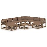 JUNZAI 11-TLG. Garten-Lounge-Set mit Kissen Taupe, Gartenmöbel Set, Balkon Lounge, Garden Furniture, Loungegarnitur, Balkonset, Sitzlounge Garten, Lounge Möbel