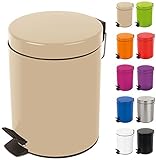 Spirella Kosmetikeimer Sydney Beige Mülleimer Treteimer Abfalleimer - 3 Liter – mit herausnehmbaren Inneneimer