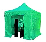 Heatwave Gazebos Gartenpavillon, 3 x 3 m, wasserdicht, hitzewellig, mit stabilem Stahlrahmen + 4 Seitenwänden, Grün