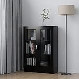 Chusui Vitrinenschrank, Vitrine, Wandschrank, Schrank Regal, Glasregal, Glasvitrine Stehend, Eckvitrine, Manga Regal, Schwarz 82,5x30,5x115 cm Spanplatte