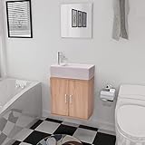 KRHINO Mehrzweck-Beistellschrank, Schlafzimmer, Möbel- und Waschbecken-Set, 3-teilig, Beige, kompakte Größe + minimalistisches Design, platzsparend, für das Waschbecken im Badezimmer