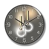 VAGHVEO Wanduhr, Wandpendel Mit 30 cm Durchmesser Moderne Wanduhren, Batteriebetrieben,Ohne Tickgeräusche,HD-Glas Leicht zu für Dekoration Wohnzimmer, Küche, Büro, Schlafzimmer,Kinderzimmer (Grau)
