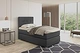 Boxspringbett Bari 80 mit Bettkasten, Polsterbett 80x200, Bonell-Federkernmatratze | Doppelbett mit Bonell-Matratze und Topper, Bett, Einzelbett 80x200, Boxspringbett 80x200 cm (Dunkelgrau)