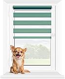 MARDOM Doppelrollo - Rollos für Fenster Ohne Bohren - Duo Rollo Tag und Nacht - Rollo Ohne Bohren - Doppelrollo Klemmfix, Fensterrollo Innen (Türkis, 120x215 cm (Stoffbreite: 116))