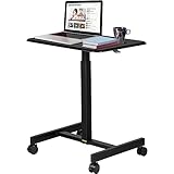 KOZWAY Mobiler Laptop-Schreibtisch, höhenverstellbar, for Stehen oder Sitzen, rollende Werkbank, Lenkrollen, Computertisch for das Heimbüro (Color : Noir, Size : 1 UK)