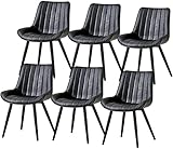 Moderne Küche PU-Leder 6, mit Rückenlehne und gepolstertem Sitz, Metallbeine Wohnzimmer Lounge Thekenstühle Esszimmerstühle (Farbe: Schwarz)