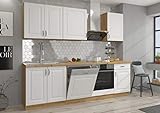 Küche Stilo Weiß + Eiche Artisan 250 cm Küchenzeile Küchenblock Einbauküche