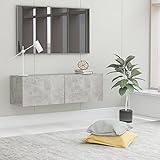 Gecheer TV Schrank mit 2 Fächer Wohnwände Mediawand Wandregal Fernsehtisch Fernsehschrank TV Möbel Board HiFi-Schrank Holzwerkstoff Betongrau 100x30x30 cm