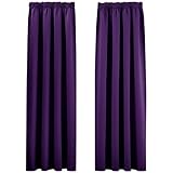 PONY DANCE Vorhänge Wohnzimmer Gardinen Blickdicht Kräuselband Thermovorhang Hitzeschutz Gardienen 2-Set H245 x B140 cm Verdunkelungsvorhang Kräuselband Violett
