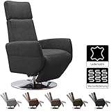 Cavadore TV-Sessel Cobra / Fernsehsessel mit Liegefunktion, Relaxfunktion / Stufenlos verstellbar / Ergonomie M / Belastbar bis 130 kg / 71 x 110 x 82 / Lederoptik Anthrazit