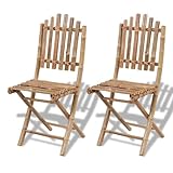 Wakects Set mit 2 Gartenstühlen aus Bambus, Esszimmerstühle für den Außenbereich, klappbar, aus Bambus, für Garten, Balkon, Terrasse, 50 x 42 x 92 cm