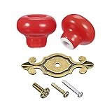 sourcing map Keramik-Schubladenknöpfe, 32 x 26 mm, Vintage-Kommode, für Schrank, Kleiderschrank, Schrank, Bronze und Rot, 6 Stück