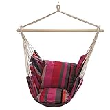 WangLx Swing chair Hängesessel Mit Querstrebe, Bis 150 Kg Belastbar – Hängesitz Für 2 Personen, Für Garten, Terrasse Und Haus, Stuhl Zum Aufhängen, Regenbogen, red