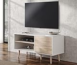 WAMPAT TV-Schrank Fernsehschrank Weiss, Skandinavisch Design TV Sideboard mit Türen und 2 Fächern für Wohnzimmer, Esszimmer und Schlafzimmer, M-NOR0901W