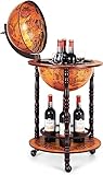 KOMFOTTEU Globus Bar Barwagen, Minibar mit Rollen, Weinregal mit Klassischem Design, Cocktailbar Barschrank für Wein, Getränke