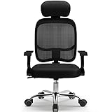 Airchros Bürostuhl, Schreibtischstuhl mit Sperrfunktion, Ergonomischer Bürostuhl Ergonomisch, Office Chair Ergonomic mit Kopfstütze und Armlehnen,Drehstuhl Schwarz