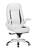 AMSTYLE Bürostuhl BELGRAD Bezug Kunstleder Weiß Design Schreibtischstuhl X-XL 110 kg Chefsessel höhenverstellbar Drehstuhl ergonomisch mit Armlehnen Racer hohe Rücken-Lehne Wippfunktion Racing Race