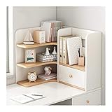 xinxinchaoshi Bücherregal Desktop Bücherregal mit 1 Schublade Holz Arbeitsplatte Eckbücherschrank Bürozubehör speichern Space Desk Organizer Zubehör Anzeigegestell Aufbewahrungsregal