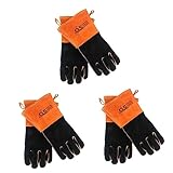 CLISPEED Schwarze Grillhandschuhe 3 Paar Handschuhe Outdoor-Grillzubehör Outdoor-Krippenset Ofenhandschuh Grillhandschuhe Handschuhe Handschuhe Grillhandschuhe Camping-Handschuhe