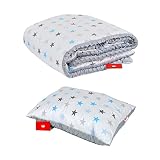 BabyLux Kuscheldecke 100 x 150 cm Decke Babydecke Kinderdecke Bettdecke Groß Kissen Minky XXL (4. Grau + Sterne mit Kissen)