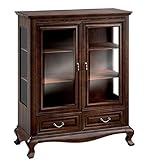 Casa Padrino Luxus Jugendstil Wohnzimmerschrank Dunkelbraun 105,3 x 45,6 x H. 129,9 cm - Massivholz Schrank mit 2 Glastüren und 2 Schubladen