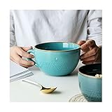 Unmbo 700ml Suppenschüssel Kaffeetasse Mit Henkel, Keramik Getreide Suppentasse Mikrowellen- Und Ofenfest Tasse Für Milch Cappuccino Salat-Wasser See Blau-700ml/23.7oz