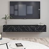 moebel17 TV Lowboard Acworth Sideboard Board stehend, Schwarz mit Marmor Optik, Holz, mit Tür viel Stauraum, für Wohnzimmer, Designerstück,160 x 29,6 x 30 cm, 9611