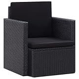 vidaXL Gartensessel mit Auflagen Gartenmöbel Rattansessel Gartenstuhl Lounge Sessel Stuhl Rattanstuhl Terrasse Garten Poly Rattan Schwarz