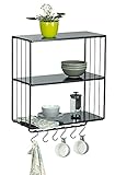 WENKO Modernes Wandregal Schwarz aus Metall im Industrial Design für Küche, Pflanzen, Bad, Deko | Schmales, flaches Hängeregal, Schweberegal, Etagere
