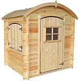 Timbela Kinderspielhaus aus Holz MIT BÖDEN - Spielhaus im Freien für Kinder - B112xL146xH145 cm/1,1m2 Gartenspielhaus - Garten-Sommerhaus für Kinder M505