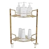 Badezimmer Regal Duschablage Duschregal Kupfer-Eck-Duschregal, Badezimmer-Organizer, Aufbewahrung Mit Haken Für Küche, Wohnheim Badregal Dusche Ablage Duschkorb ( Color : Gold , Size : 43*21cm )