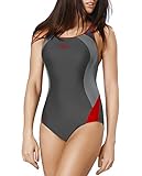 Gwinner Damen Alinka Badeanzug, Schwarz/Grau/Rot, 44