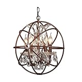 Moderne LED-Kronleuchterlampe, rustikale Pendelleuchte, Retro-Eisen-Kronleuchter-Hängelampe, 4 Flammen, Wohnzimmer, Esstisch, Hängelampe, runder Globus, Industrie-Pendelleuchte, moderner LED-Kronleuch