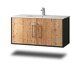 Stil.Zeit Evelou Badmöbel inkl. Waschbecken | Waschtisch mit Unterschrank 100.5 cm | Anthrazit/Dekor Silberfichte| Metallgriffe/hängend