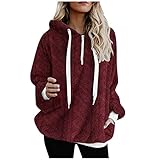 NHNKB Top Damen Blusen & Tuniken Für Damen Damen Weste Langarm Sommer Damenobertasche Auszug Ärmeln Reißverschluss Pullor-Hemd mit Druck von Frauen Kleider Für (Wine, L)