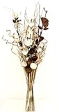 Blumenstrauß aus Kunstblumen und getrockneten Blumen, 85 cm, ohne Vase (natürlich und cremefarben)