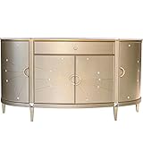 YT.JYUERI Moderner Sideboard Buffetschrank Massivholz halbrund Sideboard Holz Konsole Tisch Aufbewahrungsschrank Champagner Farbe 66,9 x 19,7 x 33,5 Zoll