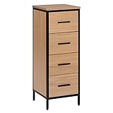 EUGAD Badezimmerschrank, Badschrank, Kommode mit 4 Schubladen, Beistellschrank, Schrank für Badezimmer, Wohnzimmer, Schlafzimmer, Küche, Flur, aus Metall + Holzwerkstoff, 30x82x30 cm