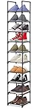 Schuhregal mit 10 Ebenen, Schmal Schuhablage, offener Schuhschrank hoch, Shoe Rack, Verstellbarer Schuhständer Standregal für Flur Wohnzimmer, Schlafzimmer, Eingangsbereich, Flur, Badezimmer