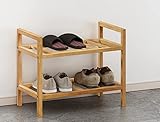 Hallowood Furniture Rubberwood 2-stöckiges Schuhregal – Massivholz-Schuhregal für Flur – Moderne, platzsparende Schuhablage für Wohnzimmer-Schuh-Organizer für 6 Paar Schuhe