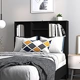 YUMENG Bett-Kopfteil, Bettrückwand, Bettkopfteil, Kopfenden Bett, mit Ablagen Schwarz 100x19x103,5 cm