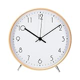 ALEENFOON 8.6 Zoll Holz Uhr Modern Leise Wanduhren Tischuhr für Wohnzimmer Küche Ohne Tickgeräusche Innenuhr Nicht Tickende Wanduhren Hängende Uhr (Weiß)